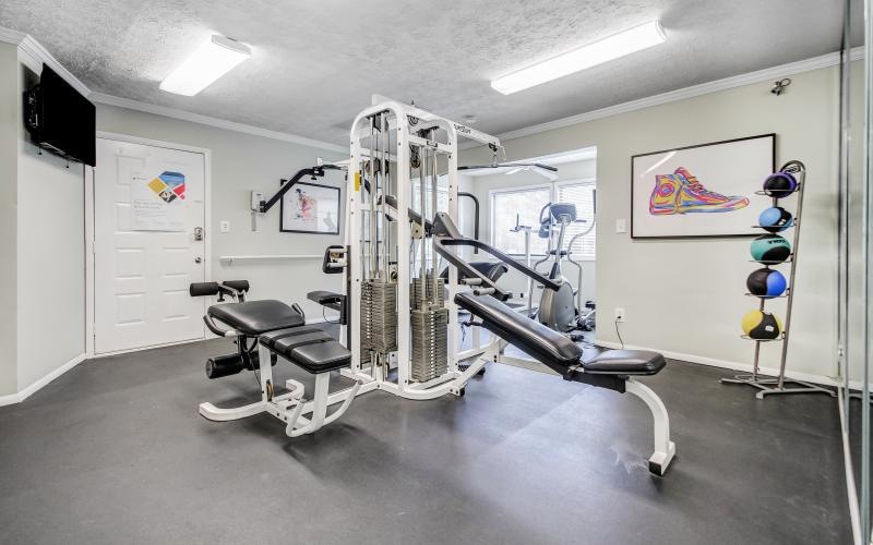 a gym with exercise equipment