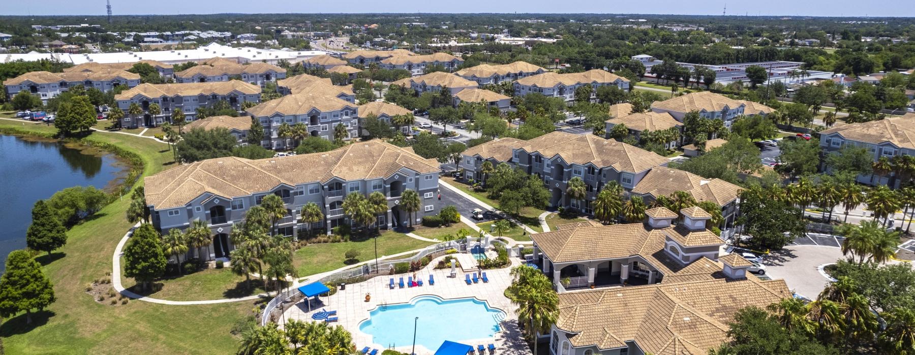 a large estate with a pool