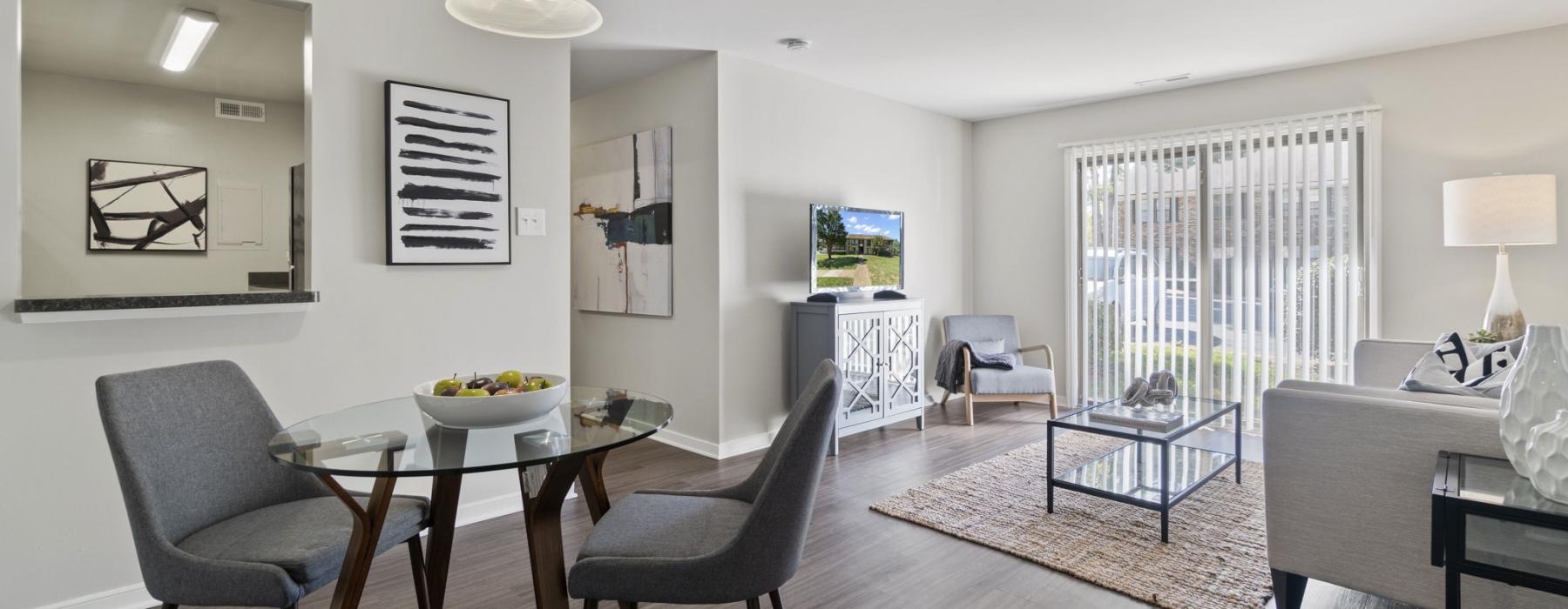 a living room with a dining table
