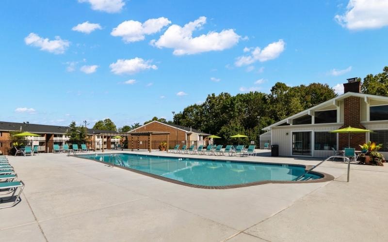 a swimming pool in a backyard