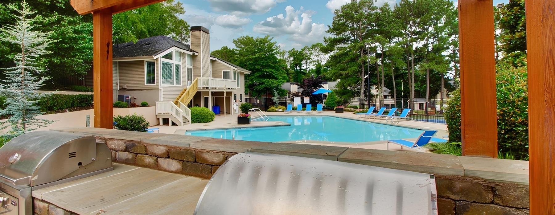 a pool in a backyard