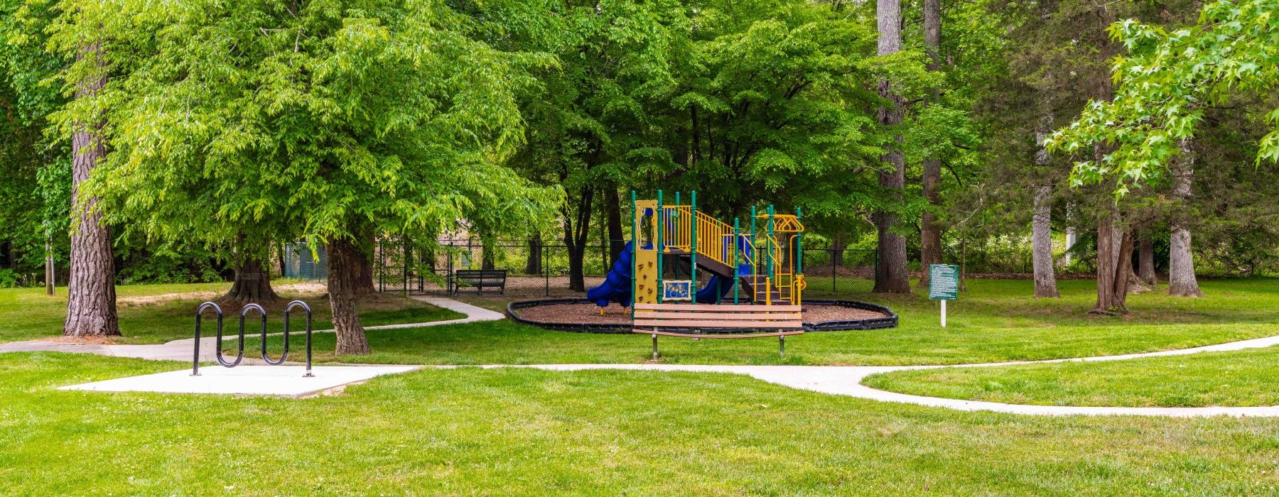 a playground with a slide