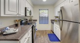 Kitchen with stainless steel appliances