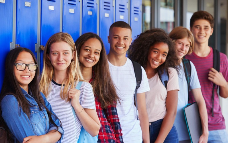a group of students posing for a photo