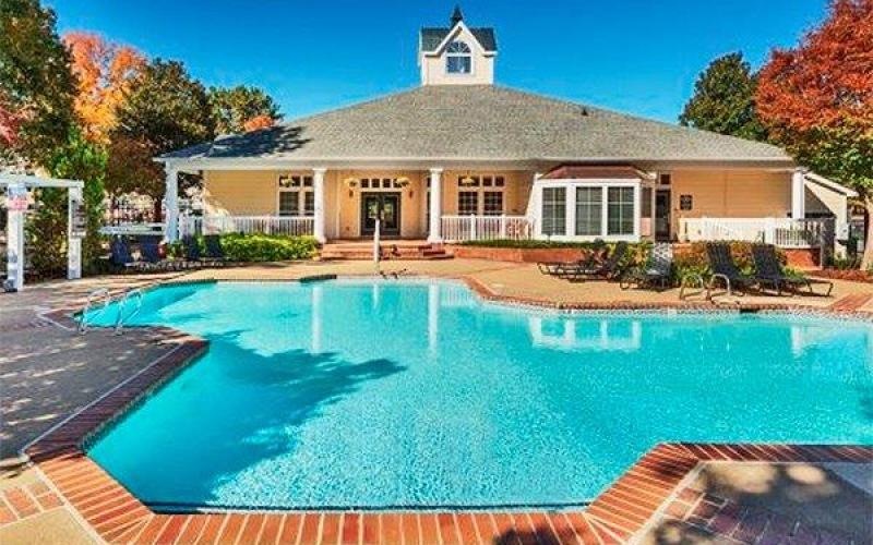 a building with a pool