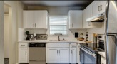 Kitchen with stainless steel appliances