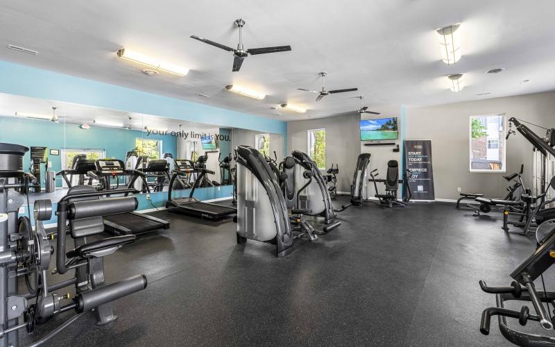 a gym with exercise equipment