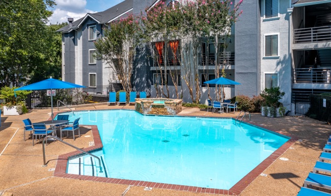 Sparkling pool with seating