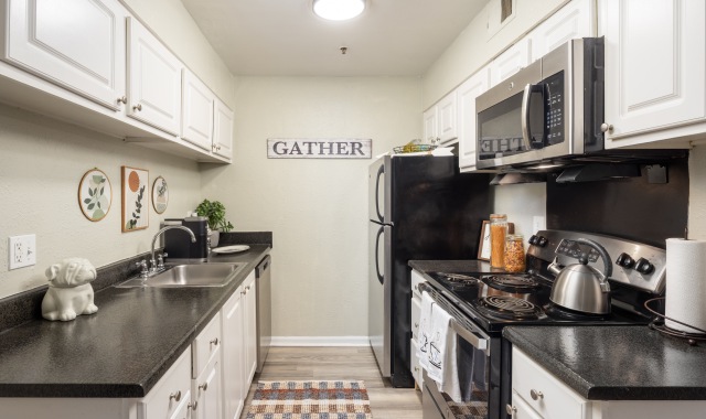 Faux hardwood floors, vaulted ceilings, and fireplaces available in select units