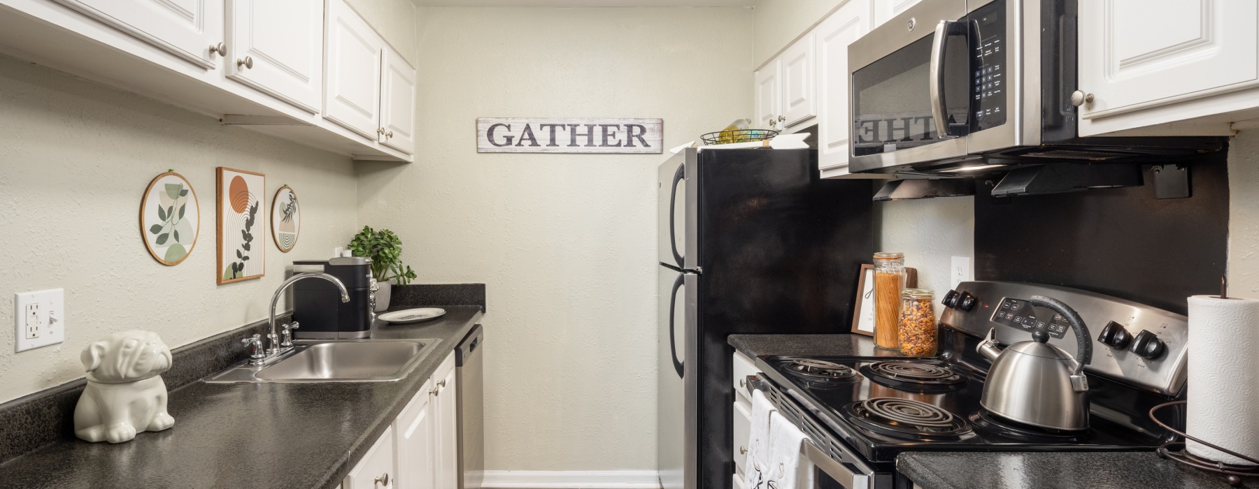 Kitchen with stainless steel appliances