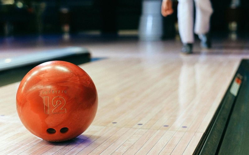 a bowling ball on a bowling alley