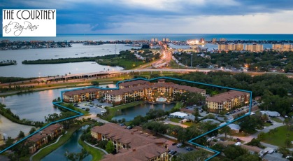 Aerial view of The Courtney with Madeira beach behind