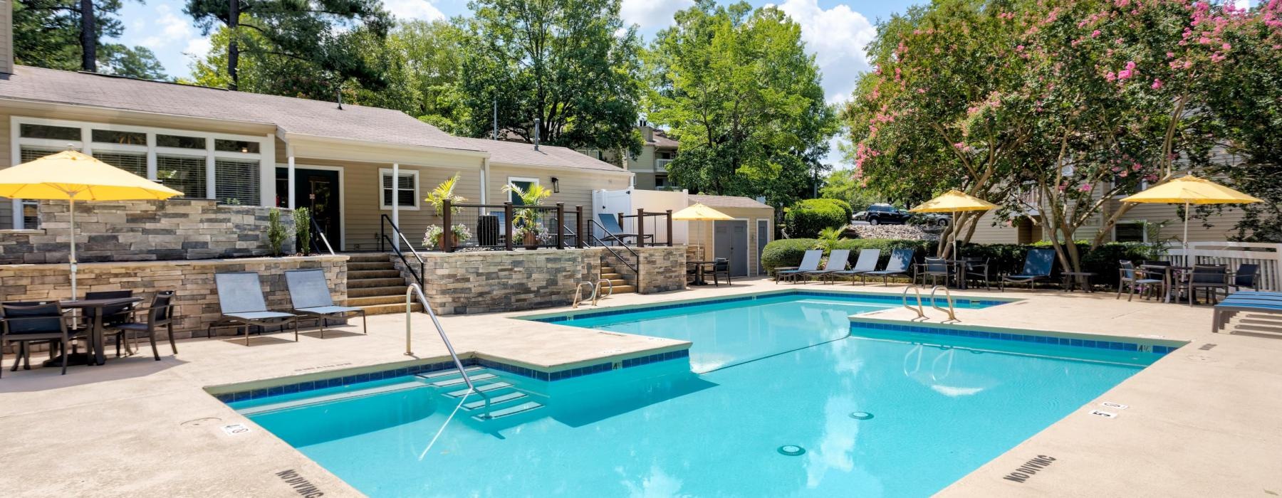 a swimming pool in a backyard