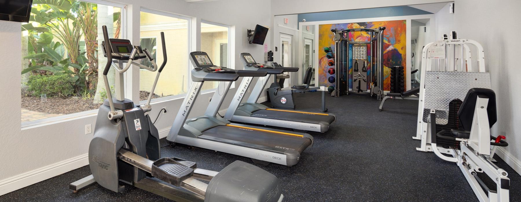 a gym with exercise equipment
