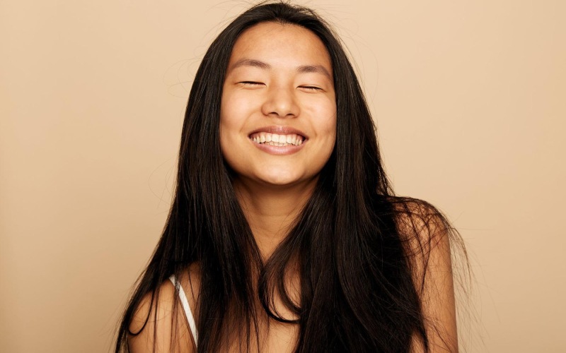 a woman with long hair