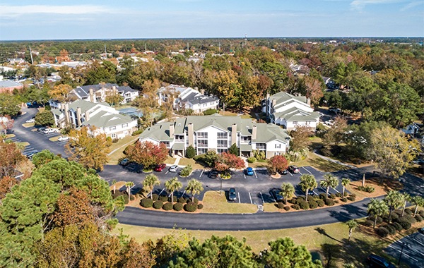 aerial shot of a neighborhood