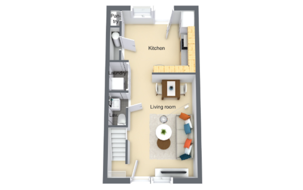 Cherry Birch - 1 bedroom floorplan layout with 1.5 bathroom and 645 square feet (2D)