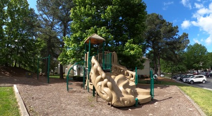 Playground with slides and climbing equipment