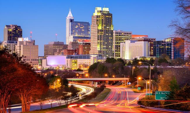 a city street at night