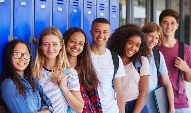 a group of students posing for a photo