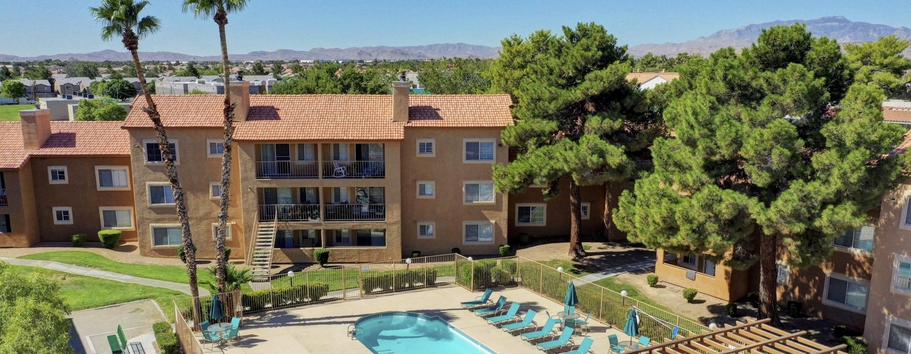 a swimming pool in a courtyard