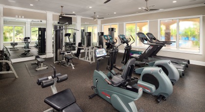 Fitness center with cardio and strength training equipment
