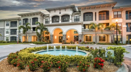 Exterior building with water feature