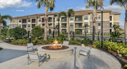 Social area with fire pit