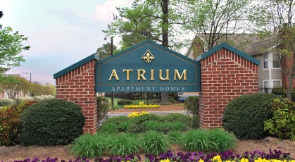 Atrium apartments exterior signs