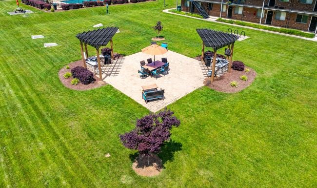 grill pad in courtyard