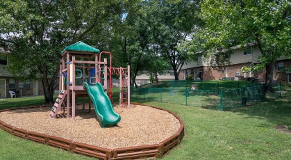 Playground with slides and climbing equipment