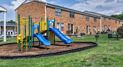 Playground with slides and climbing equipment