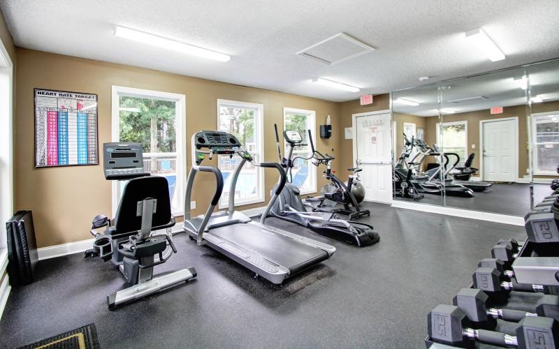 a gym with exercise equipment