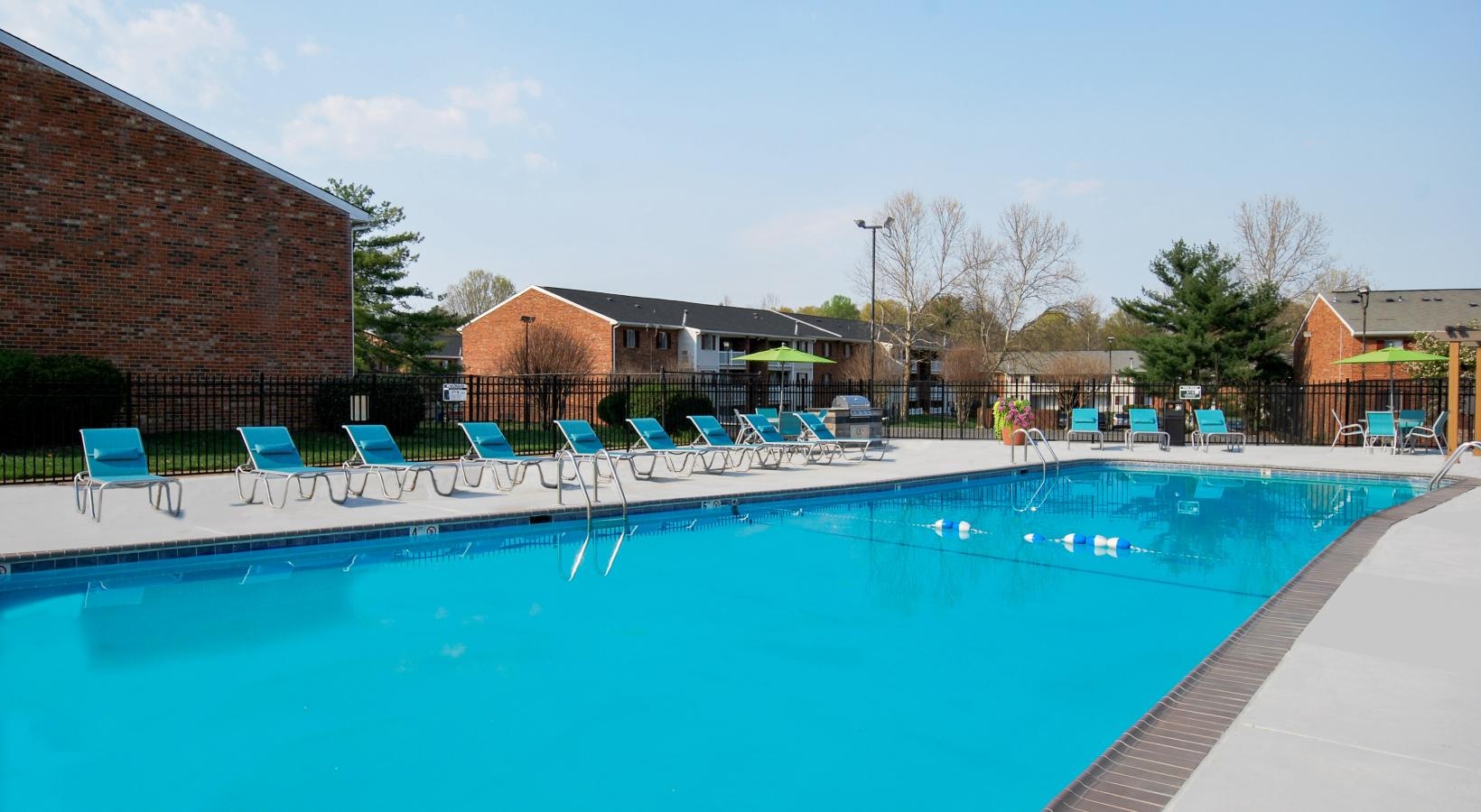 Free-form pool with sun deck