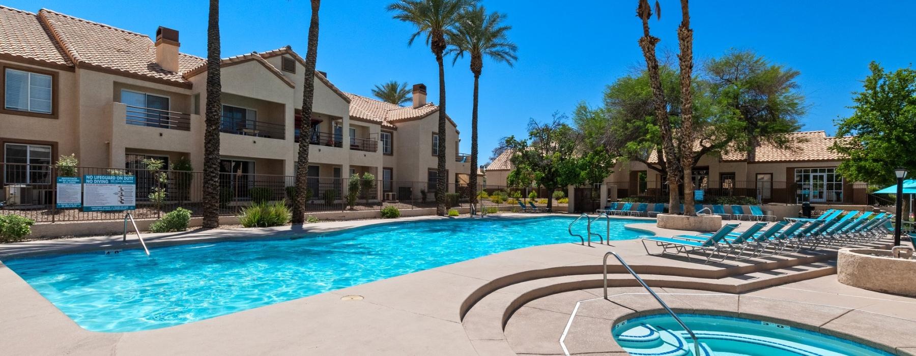 a swimming pool in a resort