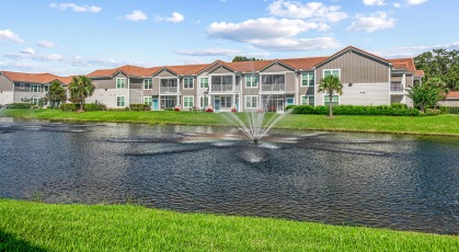 Tranquil lake views with water features