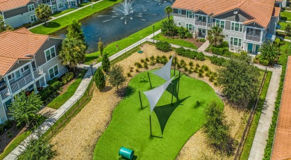 Aerial view of pet playground