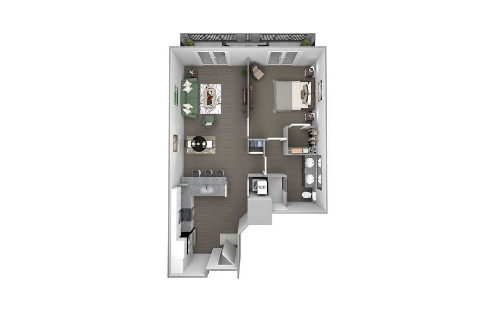 Lido - 1 bedroom floor plan layout with 1 bathroom and 828 square feet