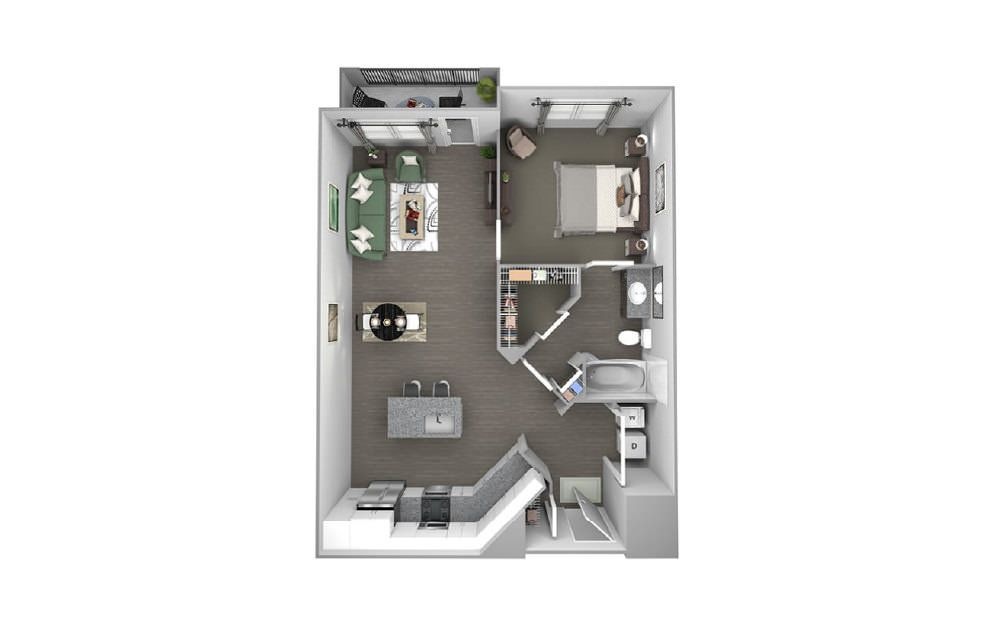 Longboat - 1 bedroom floor plan layout with 1 bathroom and 847 square feet