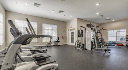 Fitness center with cardio and strength training equipment