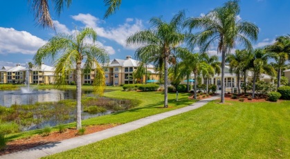 Walking path along lake with views of Marigot Bay
