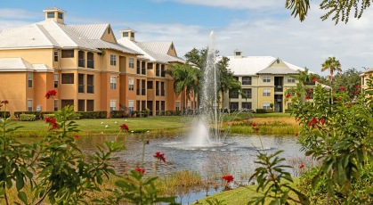 Beautifully landscaped grounds of Marigot Bay with lake views