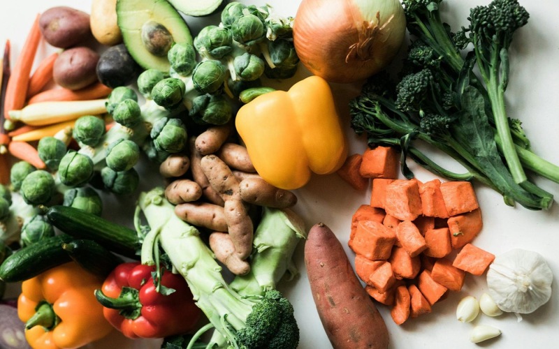 a table full of vegetables