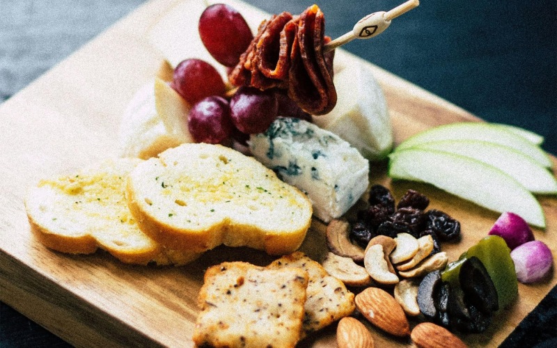 a plate of food, charcuterie board