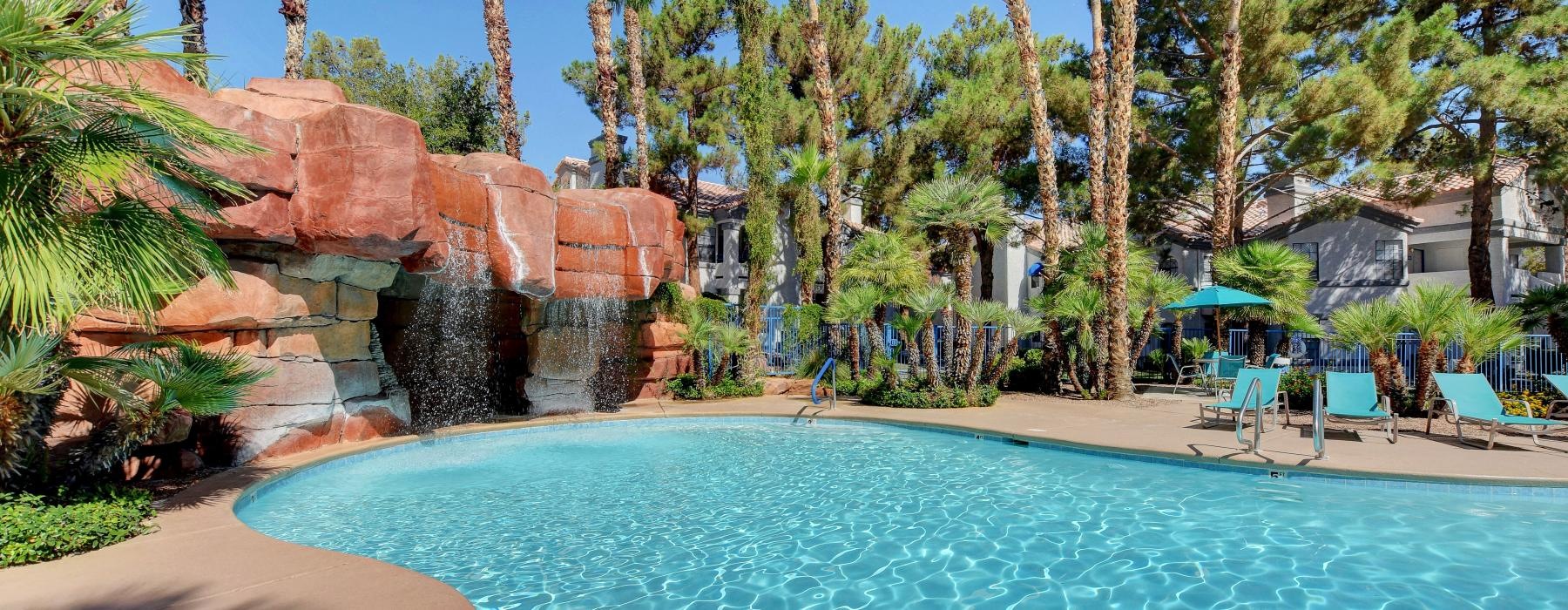 pool with rock waterfall
