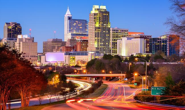 a city street at night