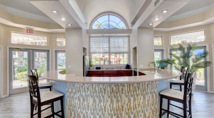 Relax or entertain in the spacious, brightly lit clubhouse