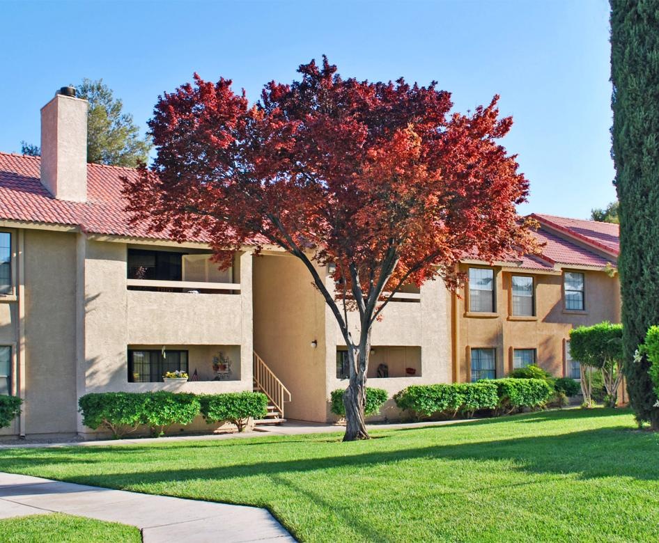 a large building with a large lawn