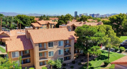 Royal Palms apartments in view of the Las Vegas Strip