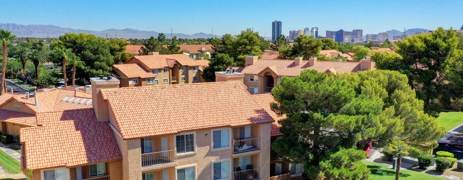 royal palms apartments in view of the Las Vegas Strip